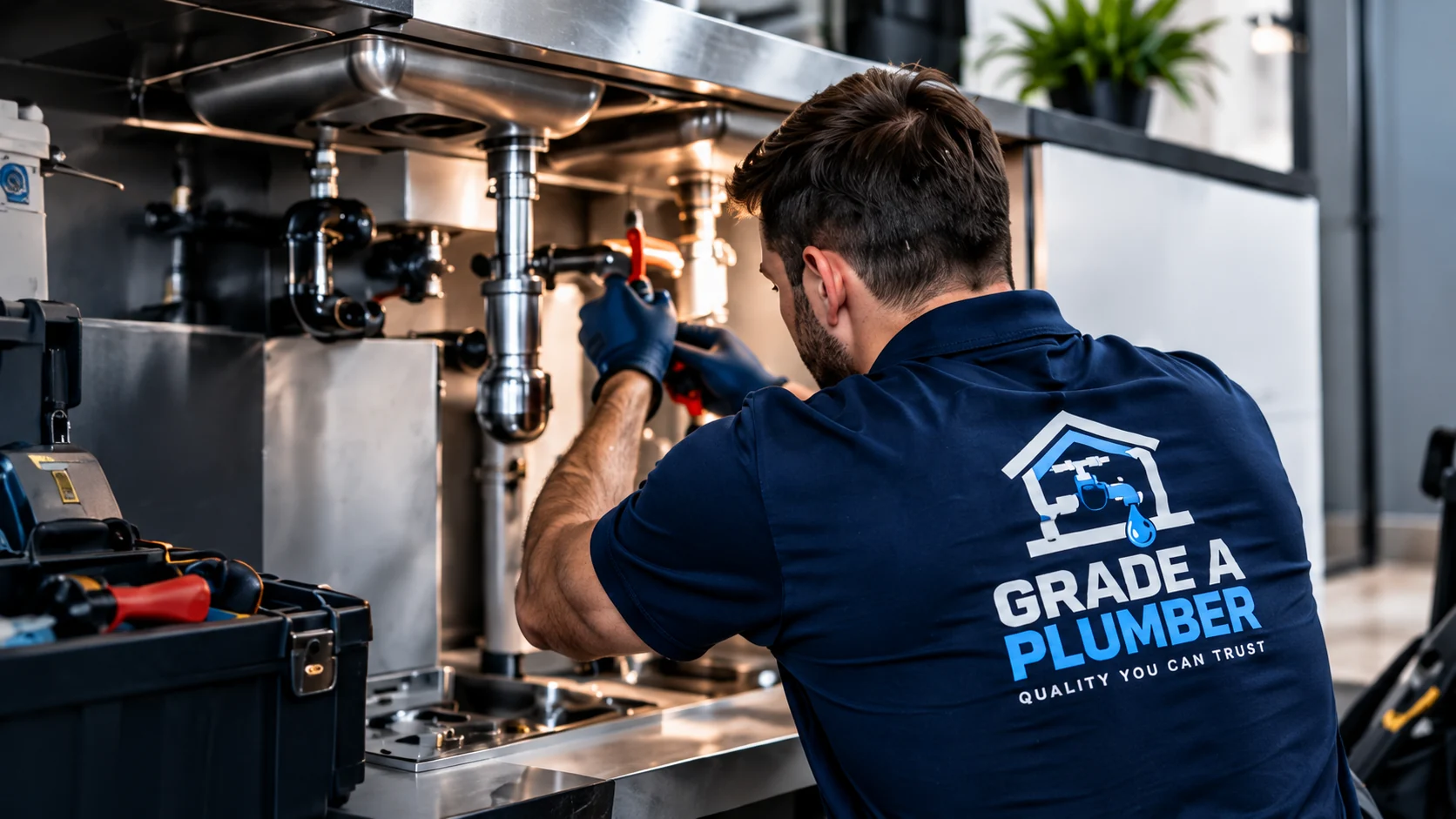Plumber at work